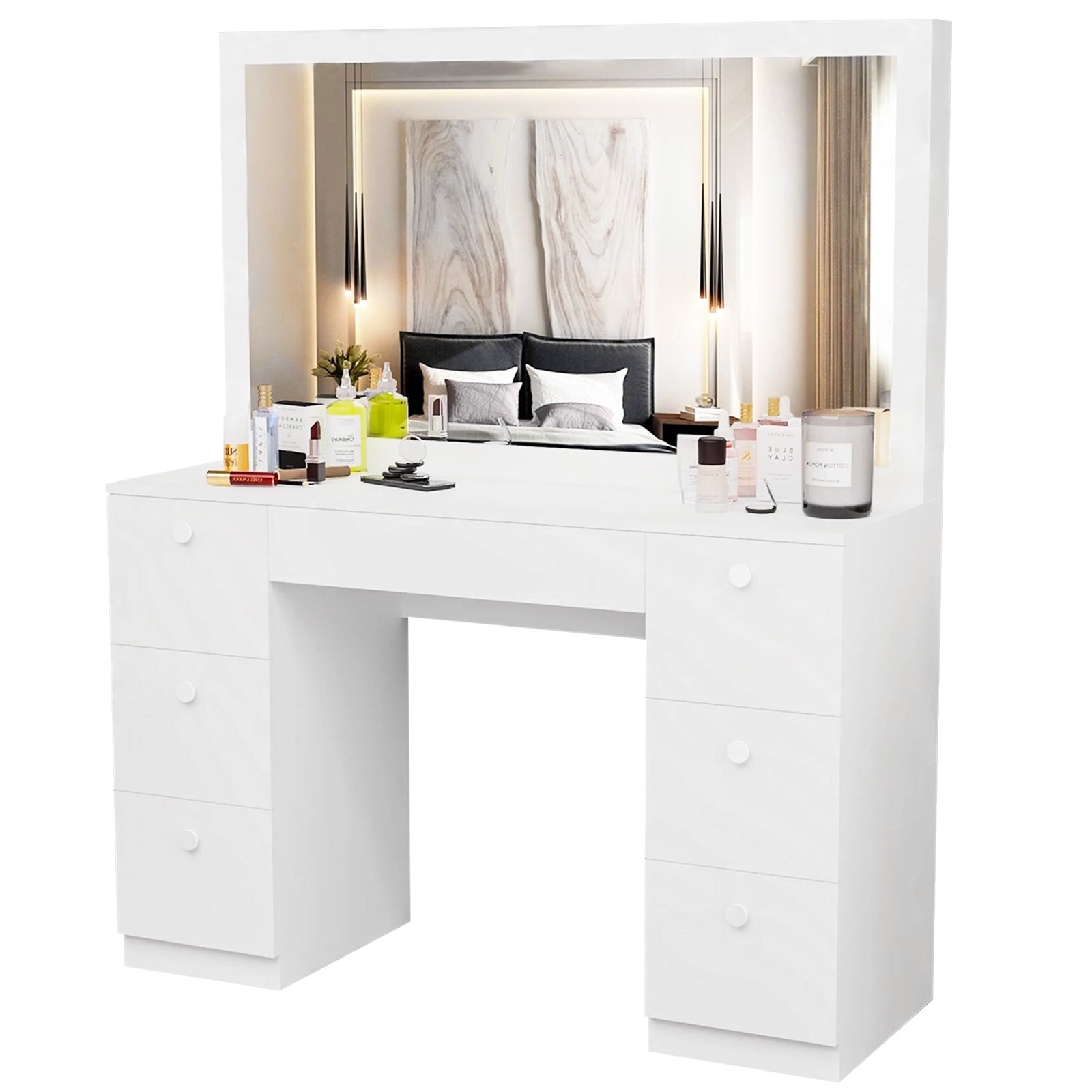 Modern Vanity Desk, White Finish, for Bedroom and Dressing Room