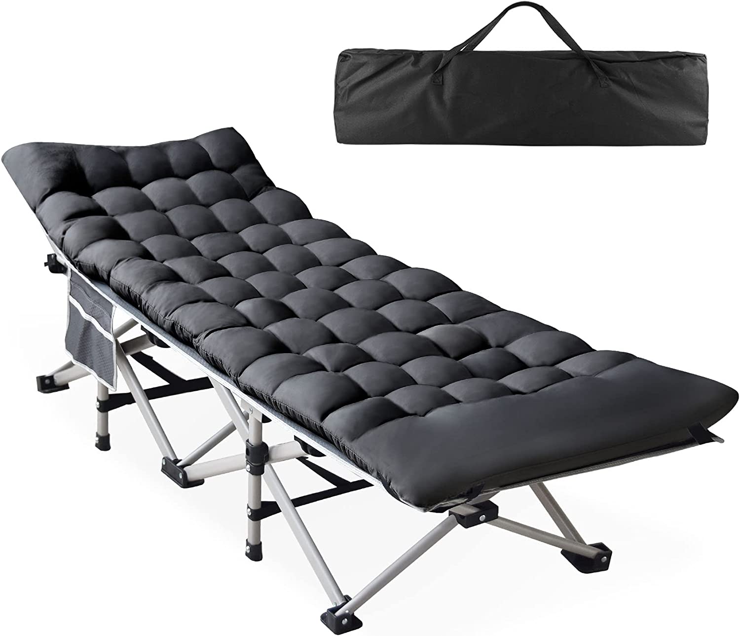 Folding Camping Cot for Adults Portable Outdoor Bed Heavy Duty Sleeping Cots for Camp with Pillow and Carry Bag