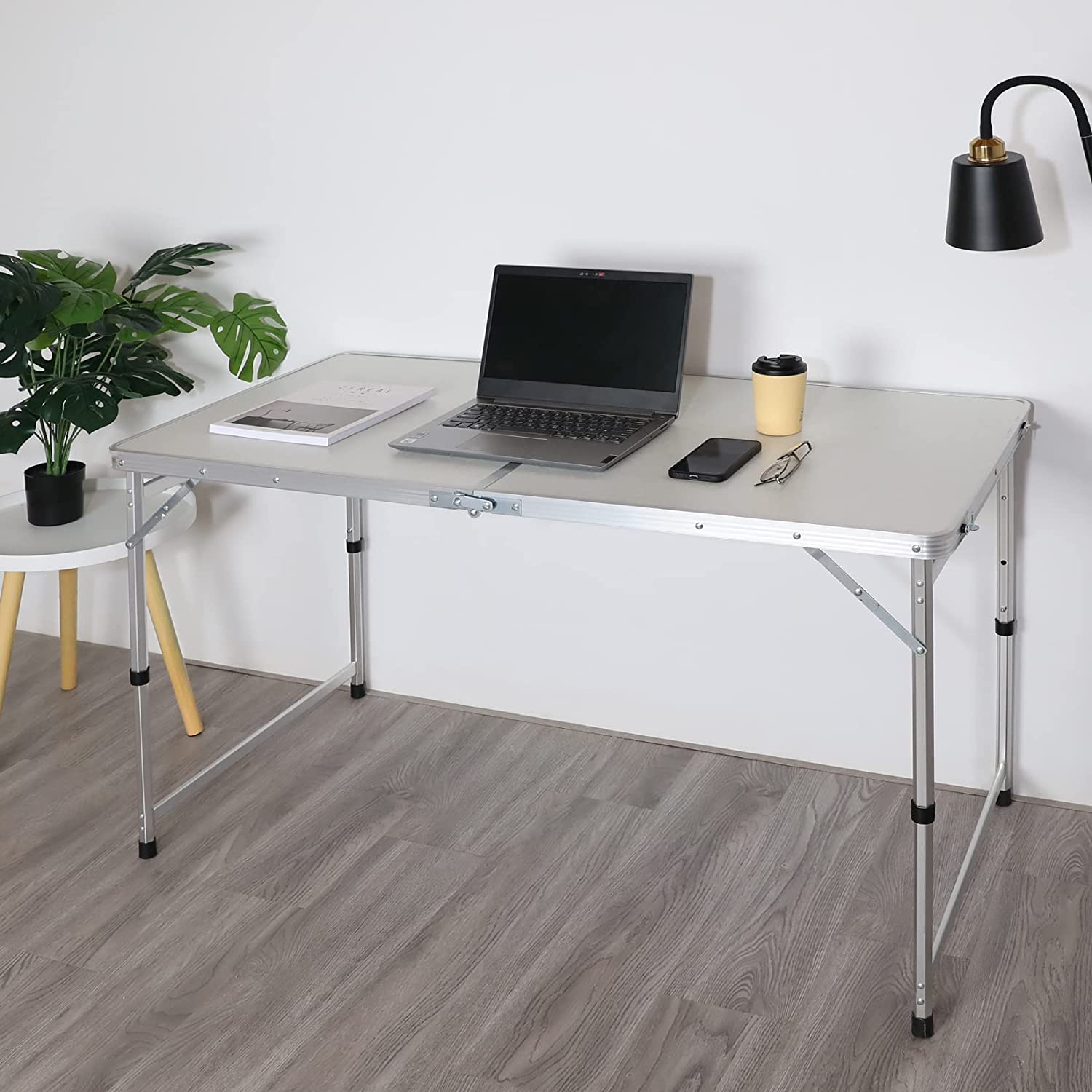 4ft Folding Camping Table, Portable Lightweight Outdoor Table with Aluminum Adjustable Legs for Travel Picnic Cooking Beach