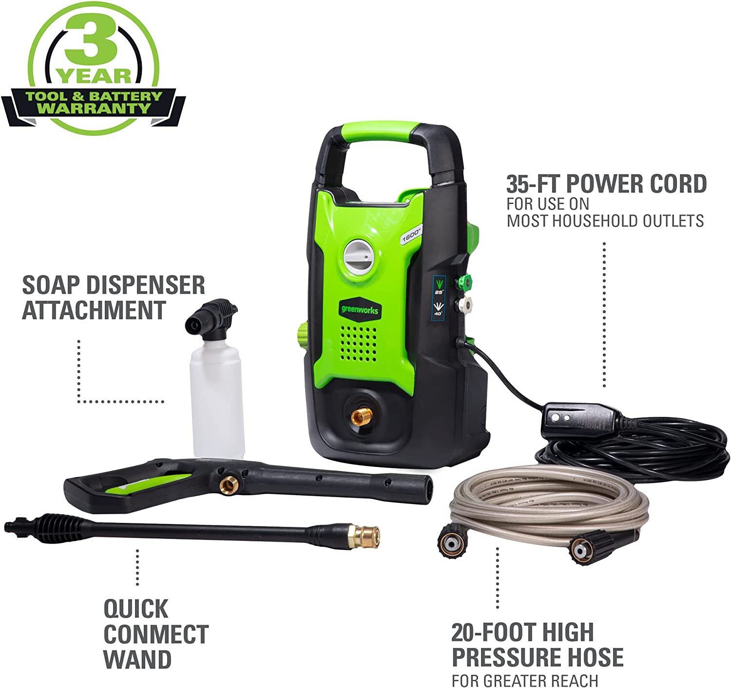 3500 PSI Power Washers Electric Pressure Washer Electric Powered 2.6 GPM