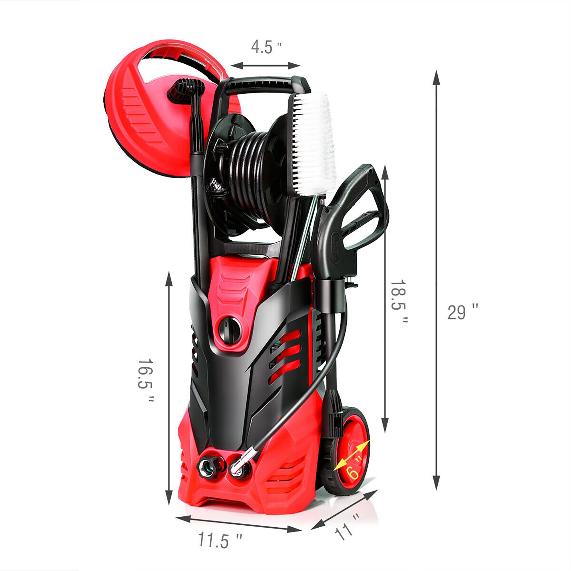 3000PSI Electric High Pressure Washer Machine 2 GPM 2000W w/ Deck Patio Cleaner, Red
