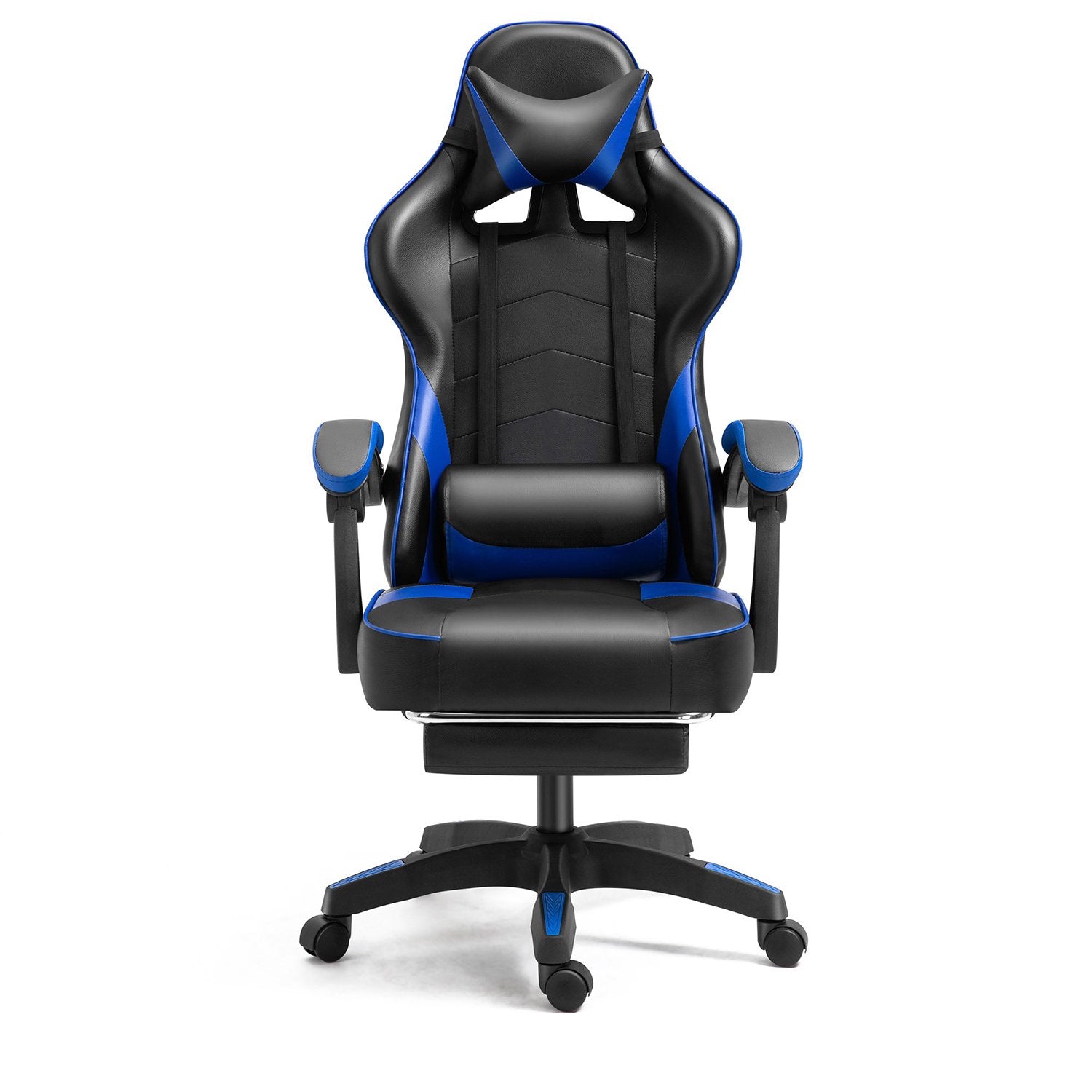 Gaming Chair Racing High Back Office Chair with Footrest Blue
