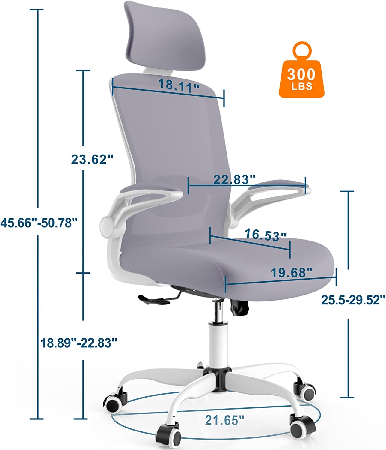 Office Chair, High Back Ergonomic Desk Chair with Adjustable Lumbar Support and Headrest
