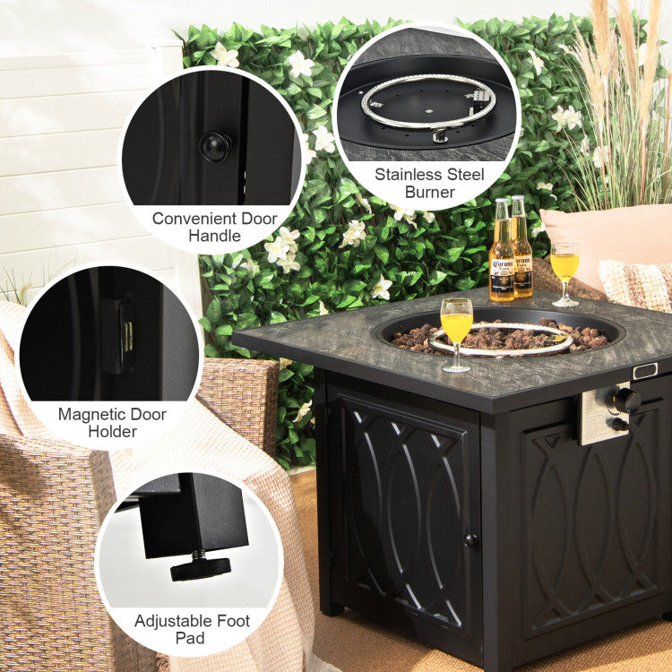 32 Inch Propane Fire Pit Table Square Tabletop
