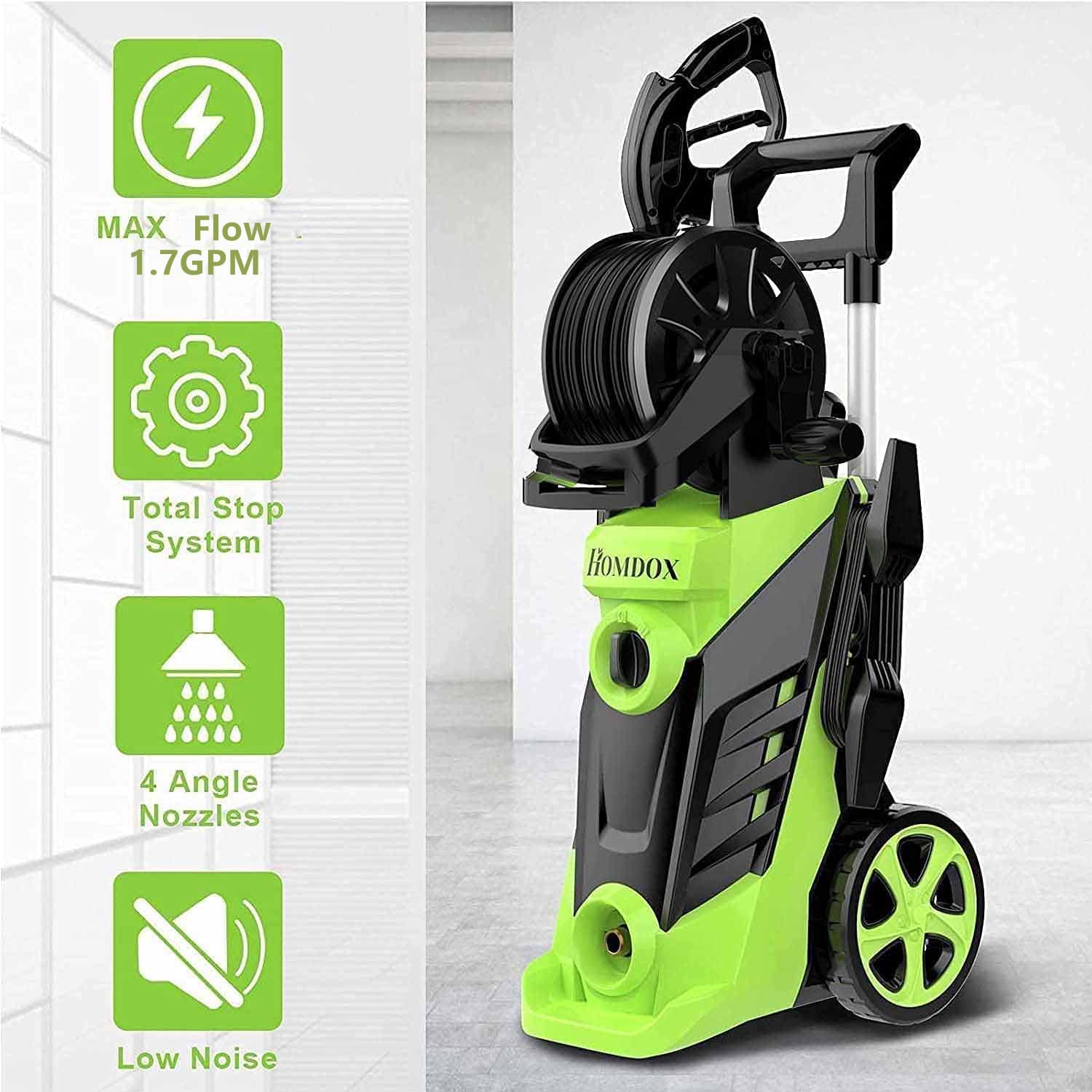 3000PSI Electric High Pressure Washer Machine 2 GPM 2000W w/ Deck Patio Cleaner, Green