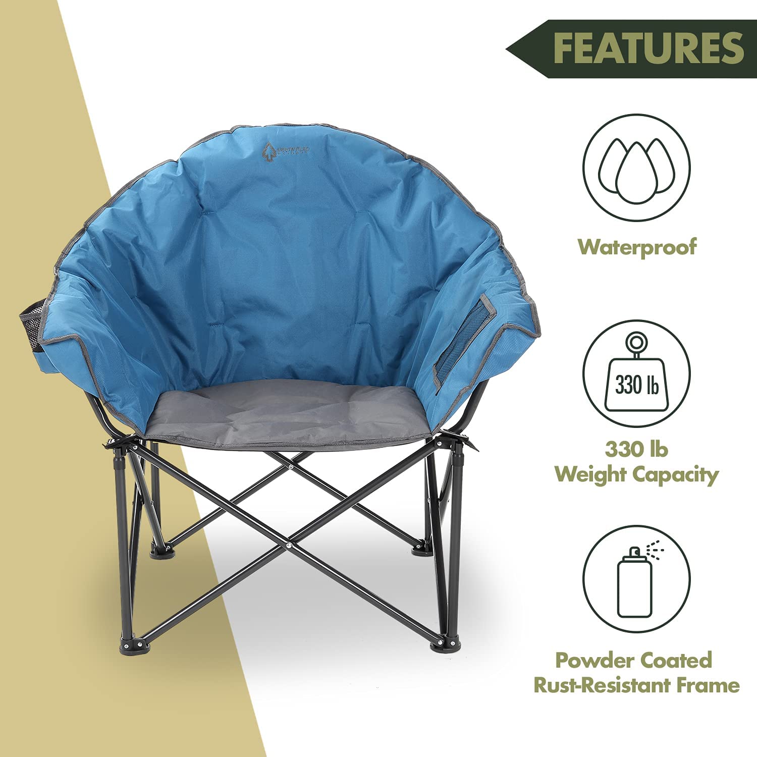 Oversized Heavy Duty Club Folding Camping Chair,Blue