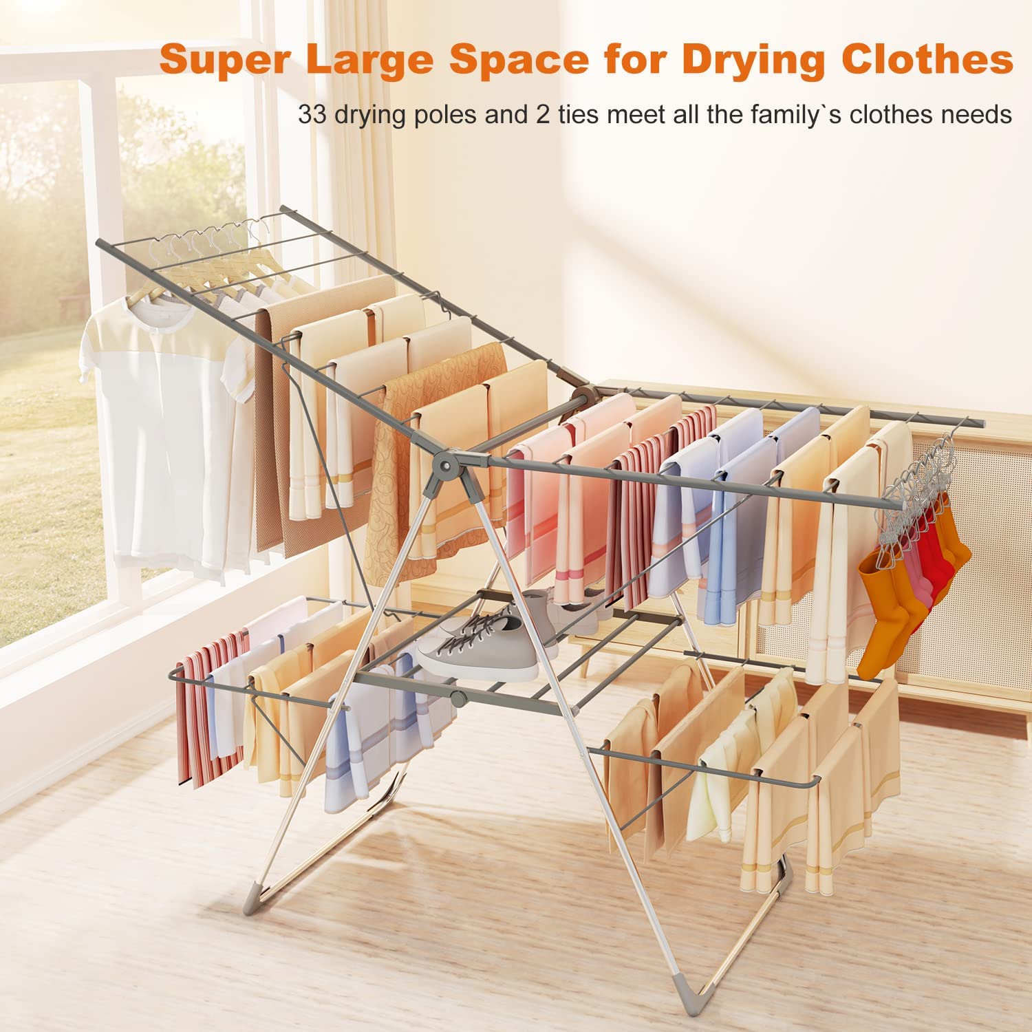 Clothes Drying Rack Folding 2 Level Laundry Drying Rack