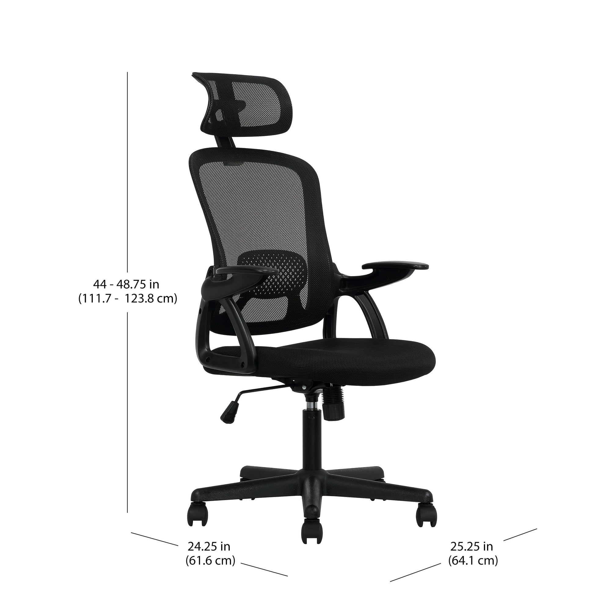 Ergonomic Office Chair with Adjustable Headrest, Black Fabric, 275lb capacity