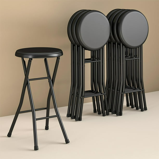 Folding Metal Stool, Black, 6 Pack