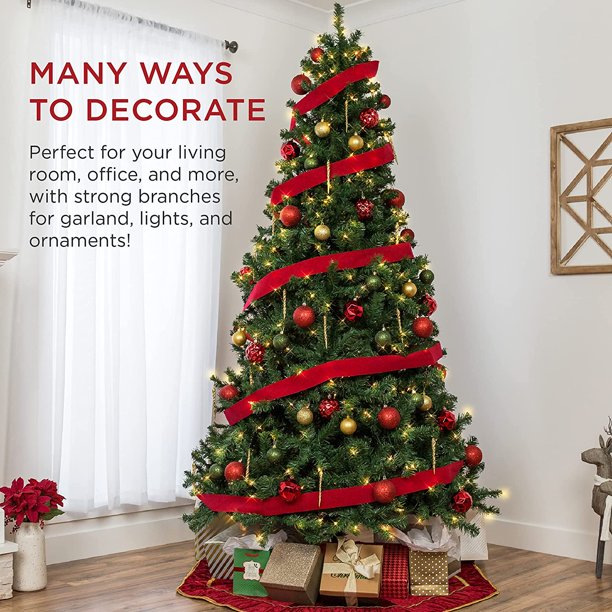 Artificial Christmas Tree 6ft with 1,000 Tips, Metal Base, Green