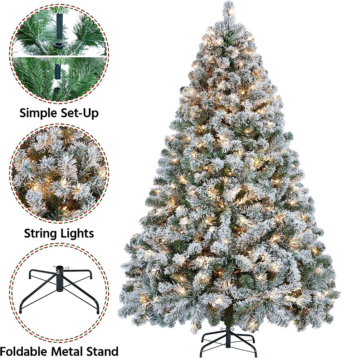 6ft Pre-lit Artificial Christmas Tree with Incandescent Warm White Lights