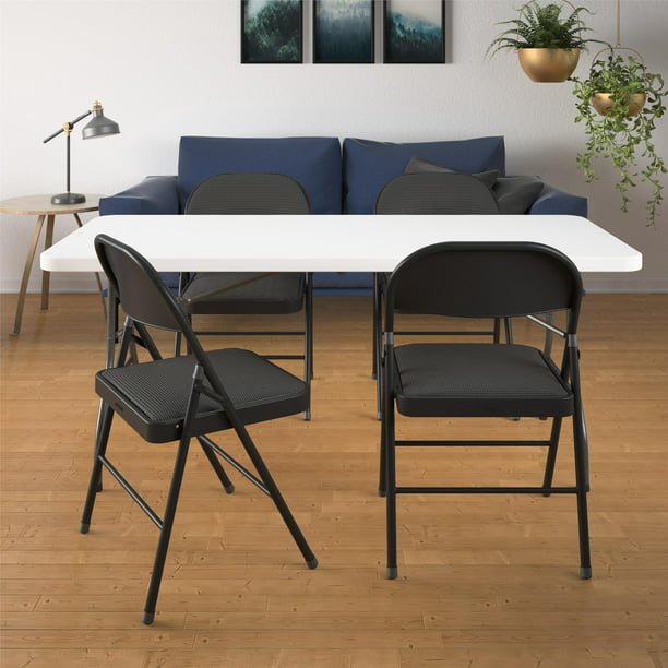 Padded Folding Chair, Black, 6 Pack