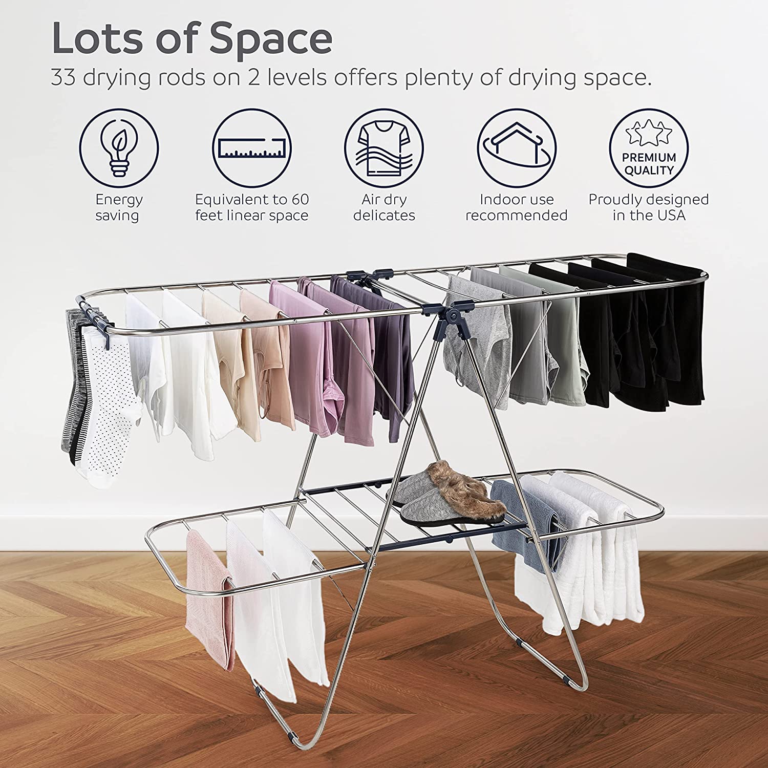 Foldable Clothes Drying Rack, Large