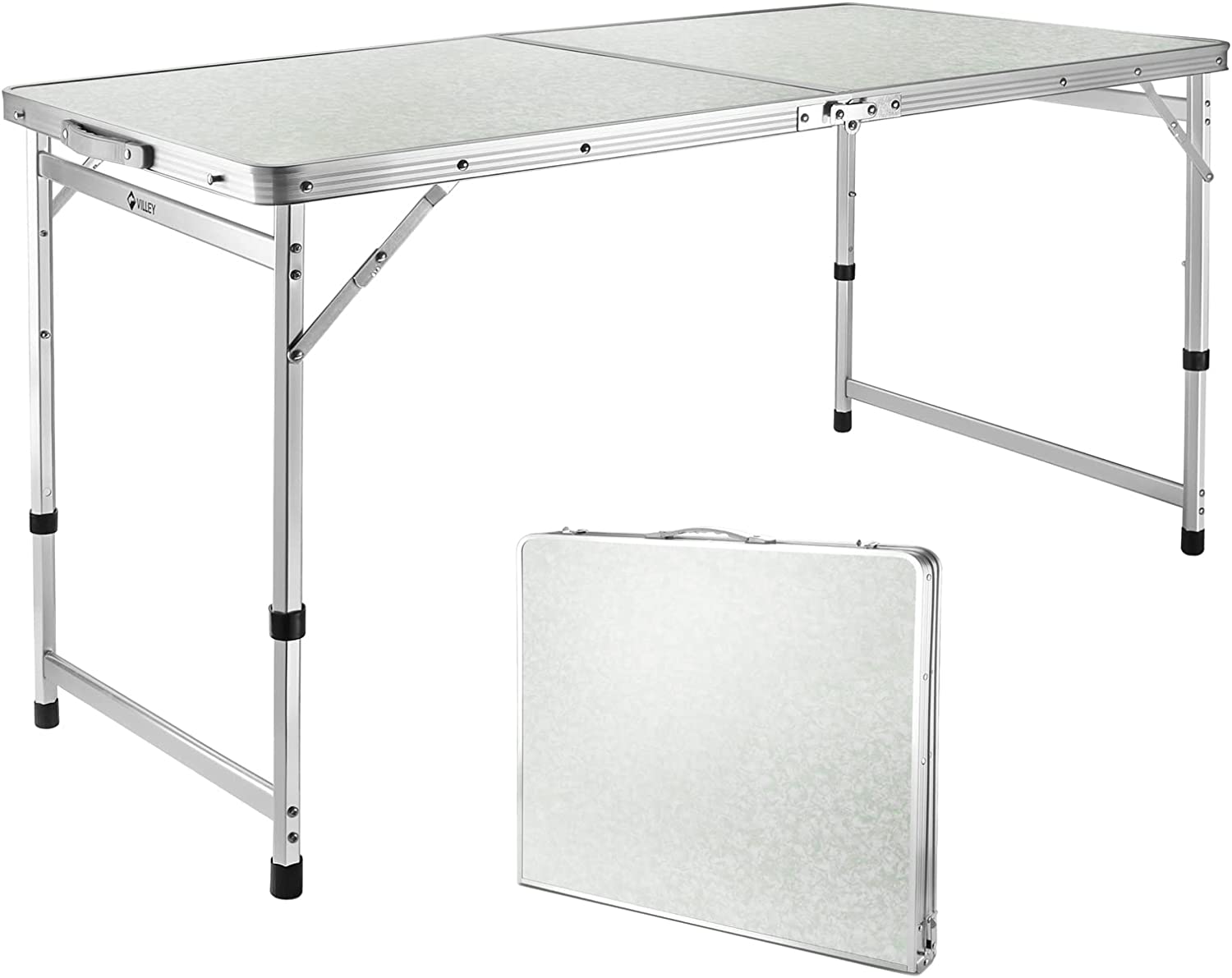 4ft Folding Camping Table, Portable Lightweight Outdoor Table with Aluminum Adjustable Legs for Travel Picnic Cooking Beach