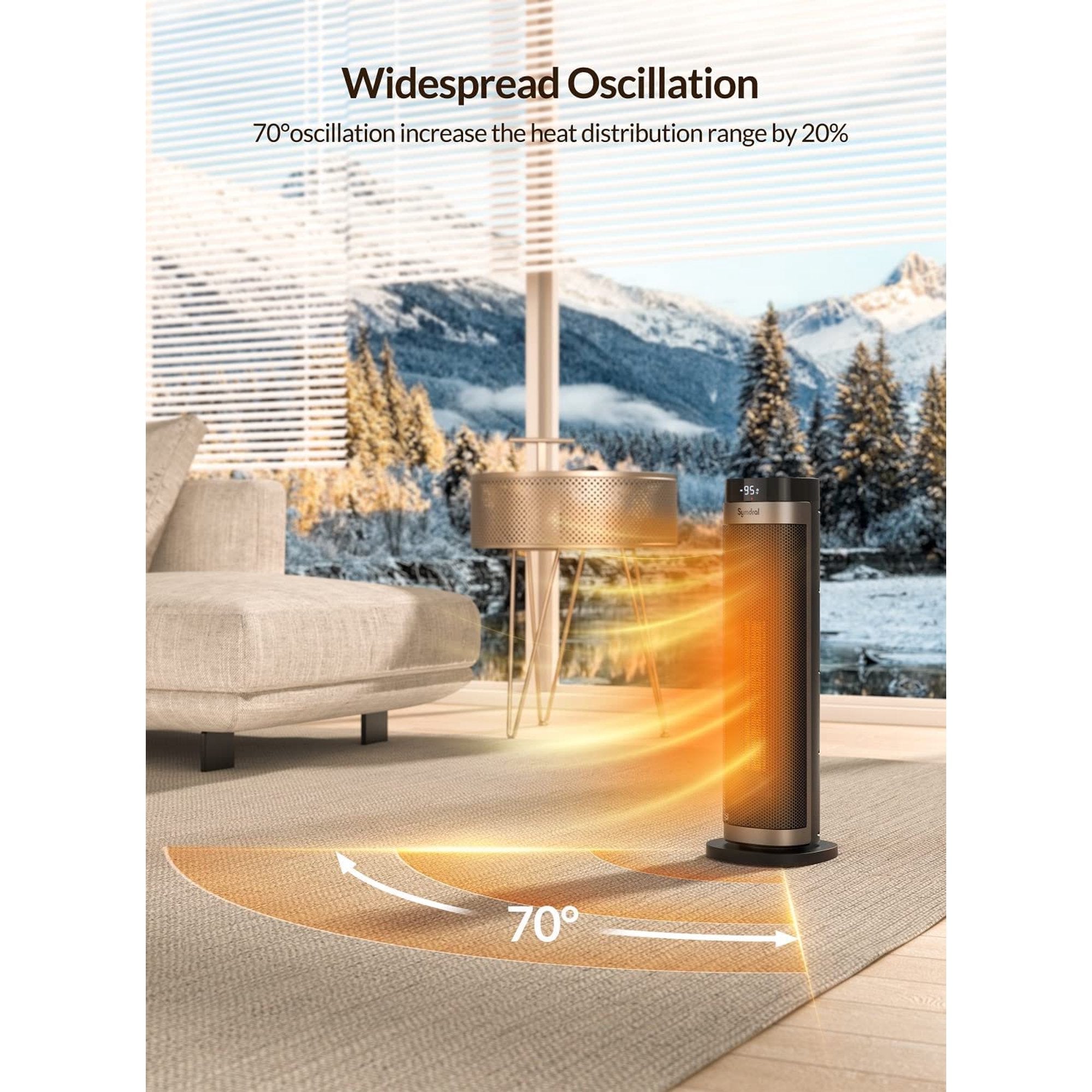 Space Heater, 1500W Portable Electric Oscillating Ceramic Heater 24in, Fast Heating Quiet Tip-Over Protection with Remote Control for Indoor