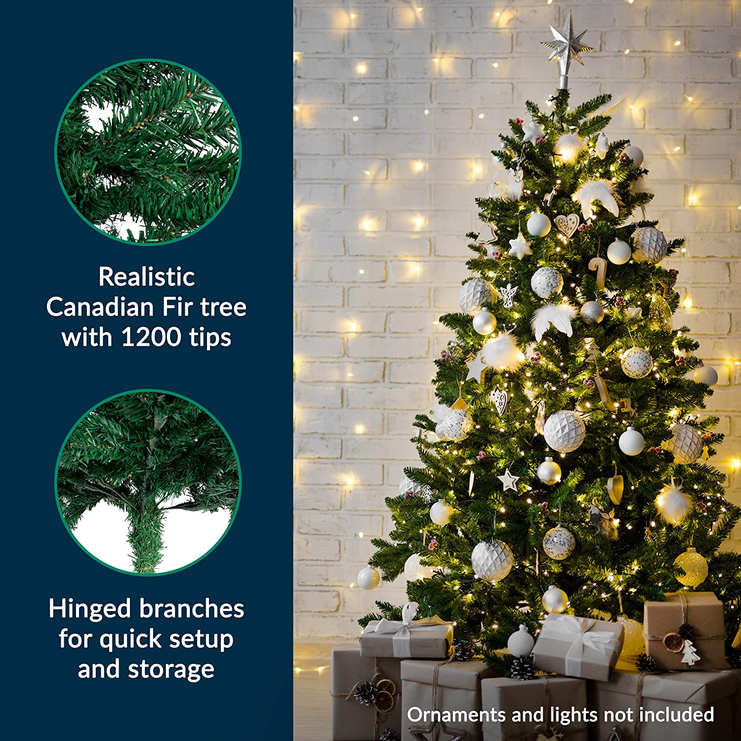 6 Ft Premium Christmas Tree with 1200 Tips for Fullness