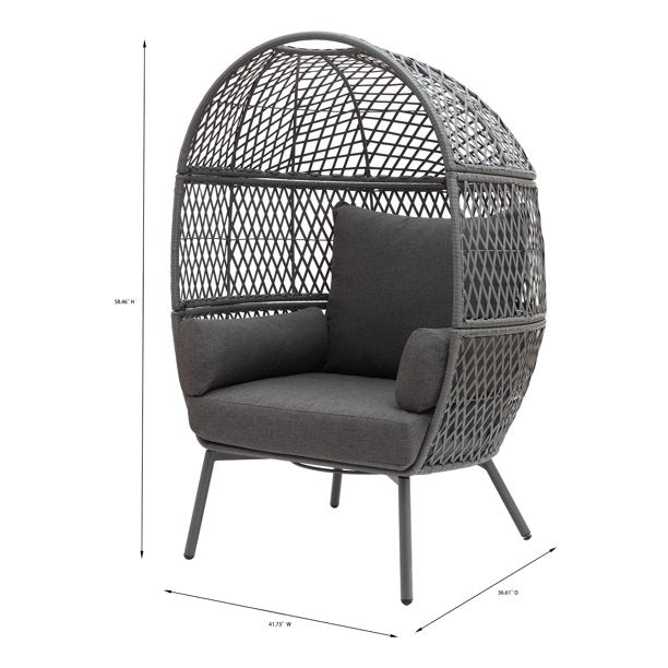 Ventura Steel Stationary Wicker Egg Chair ¨C Mono Gray