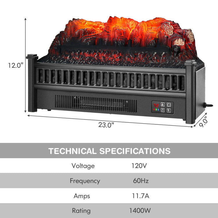 1400W Electric Fireplace Log Heater