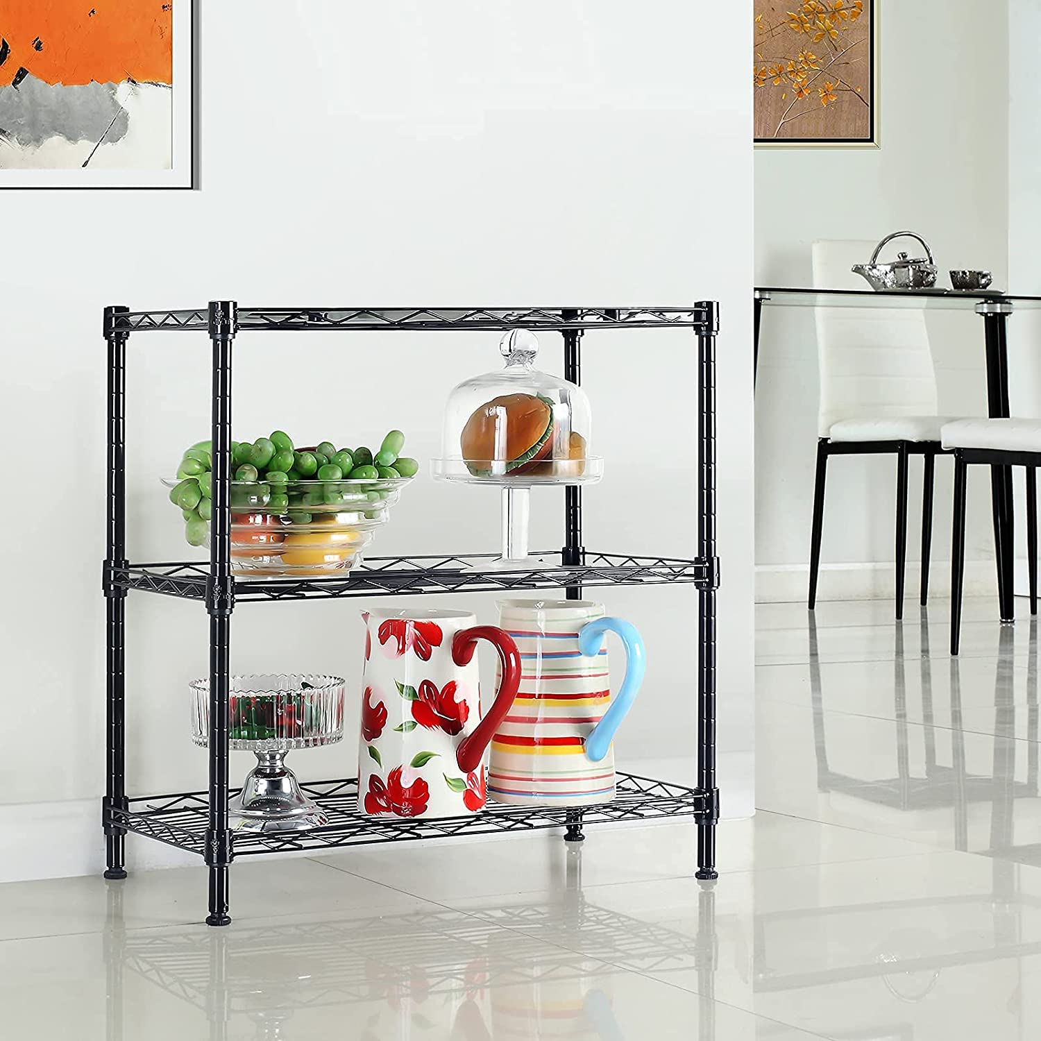3 Shelf Wire Shelving Unit Adjustable Storage Shelving