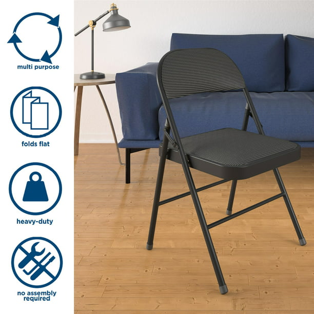 Folding Chair, Black, 4 Count