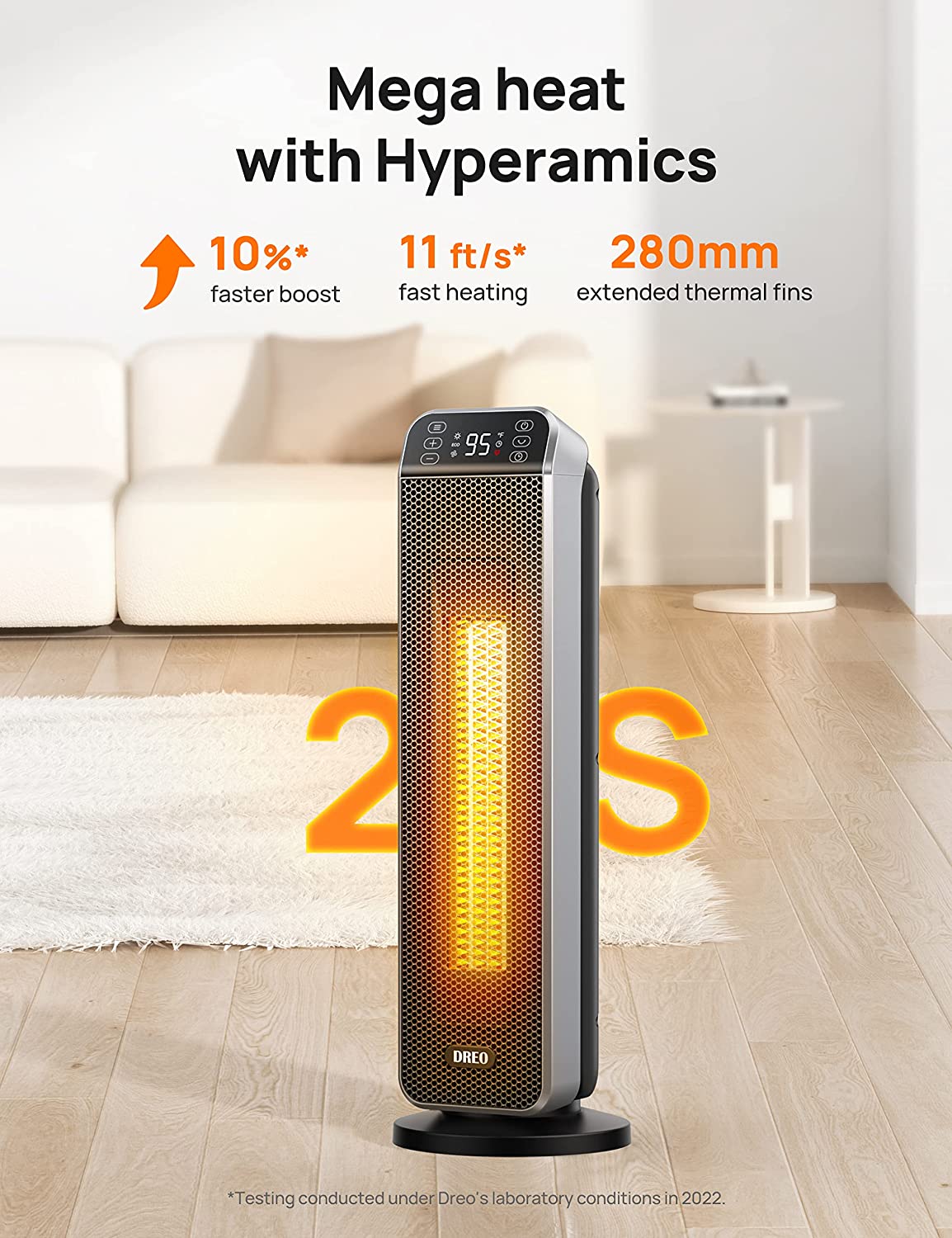 Space Heater,11fts Fast Quiet Heating Portable Electric Heater with Remote, 3 Modes