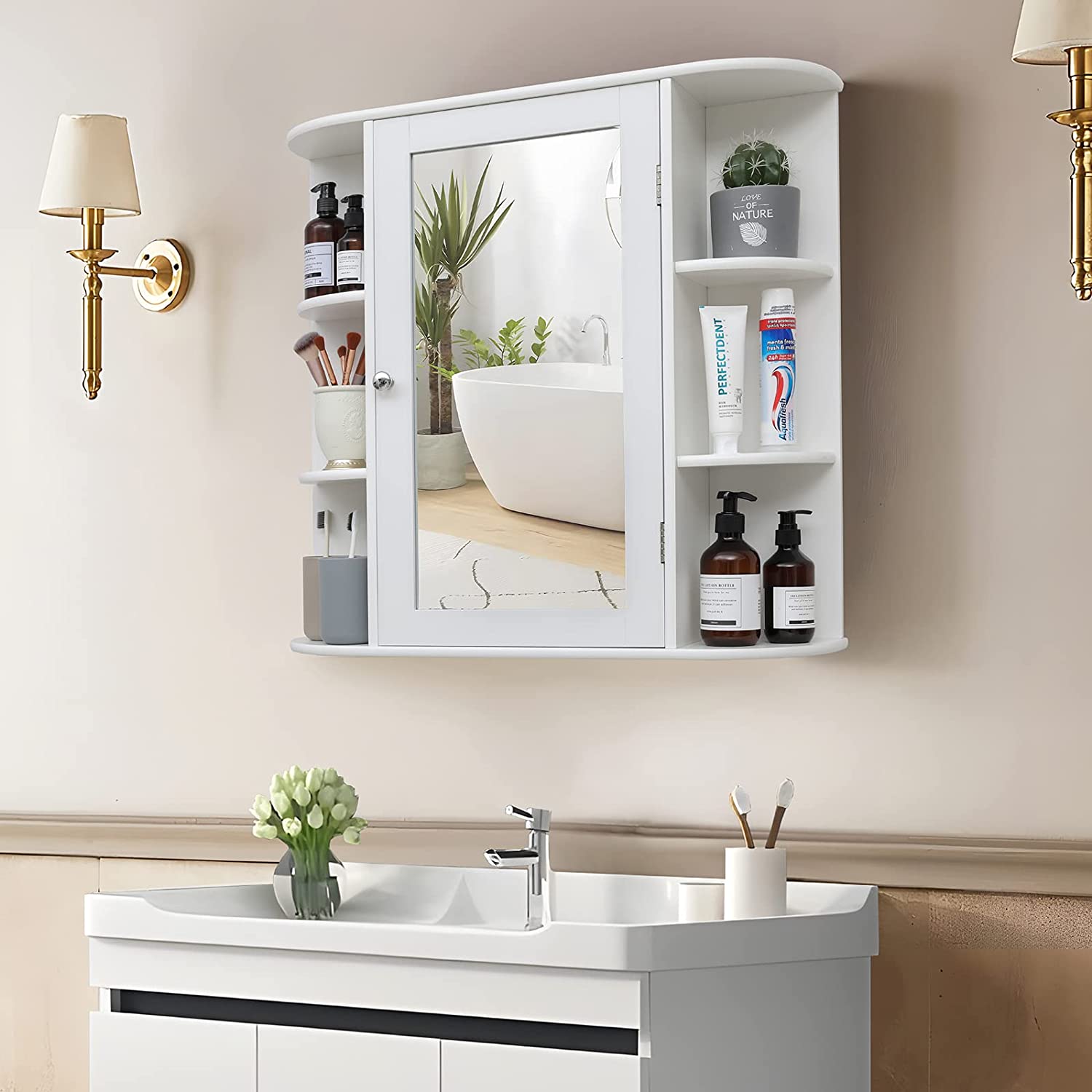 Bathroom Wall Mounted Cabinet - Over The Toilet Space Saver Storage Cabinet