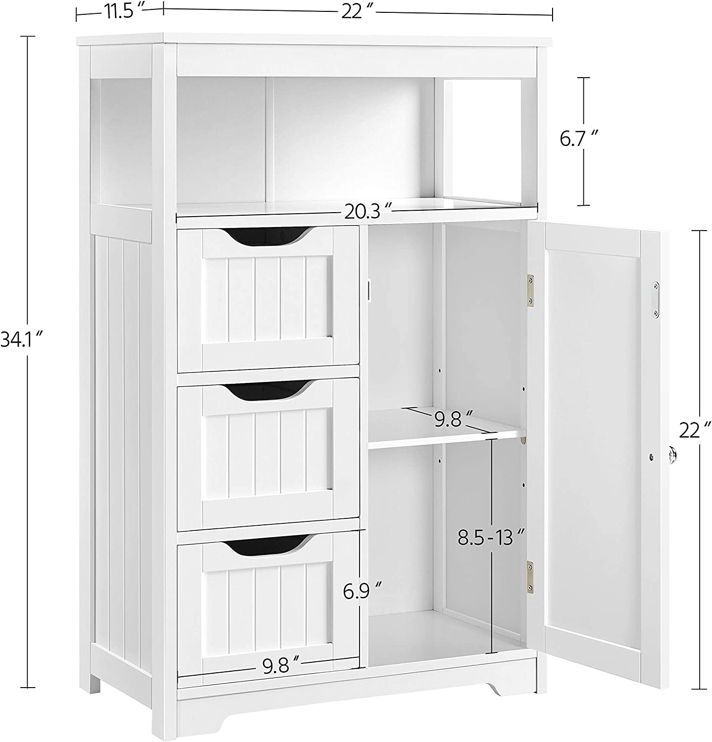 Free Standing Bathroom Cabinet with 1 Drawer 2 Doors