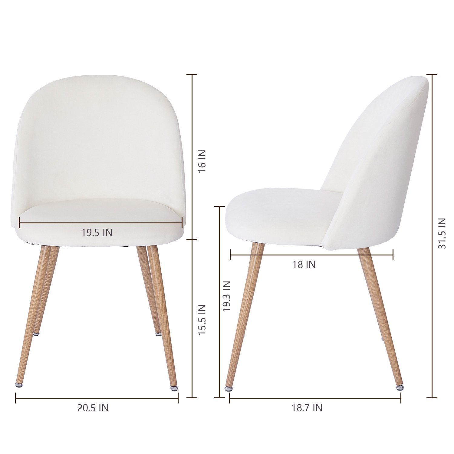Velvet Dining Chairs, Modern Accent Chair, Cream White