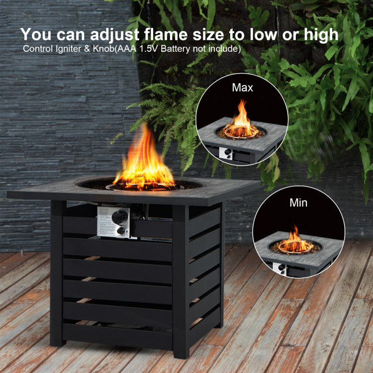 Square Propane Fire Pit Table with Lava Rocks