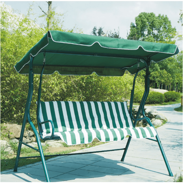 3-Seat Outdoor Steel Porch Swing with Canopy