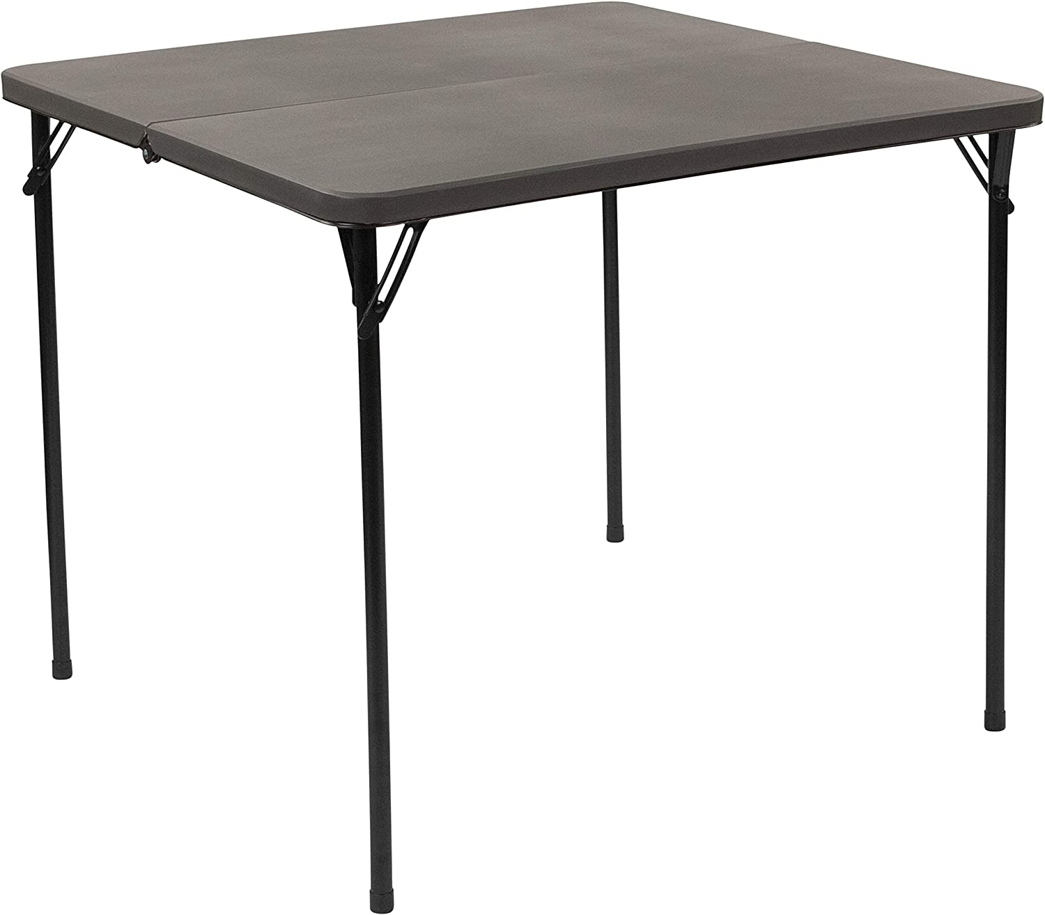 Furniture Dunham 2.83-Foot Square Bi-Fold Dark Gray Plastic Folding Table with Carrying Handle