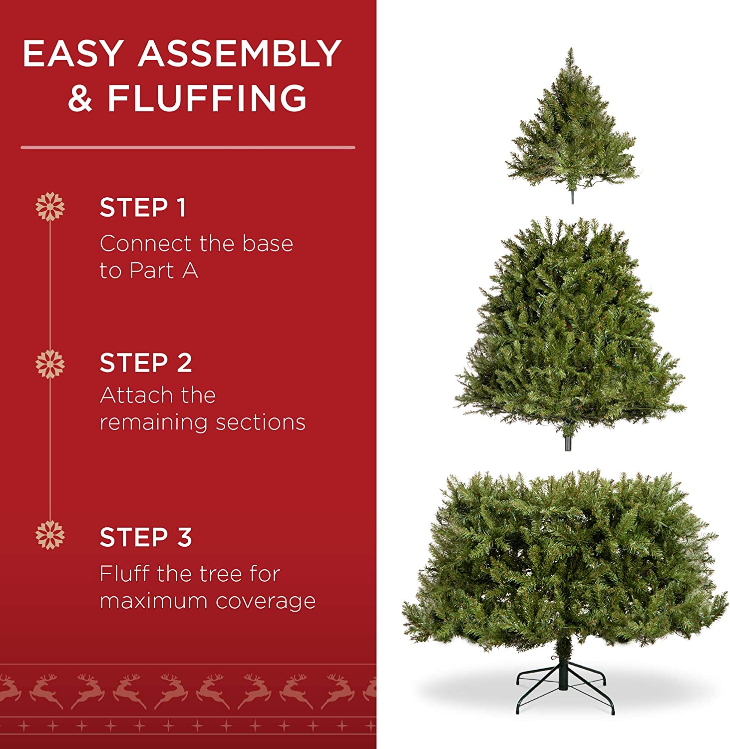 7.5ft Pre-Lit Hinged Douglas Full Fir Artificial Christmas Tree Holiday Decoration