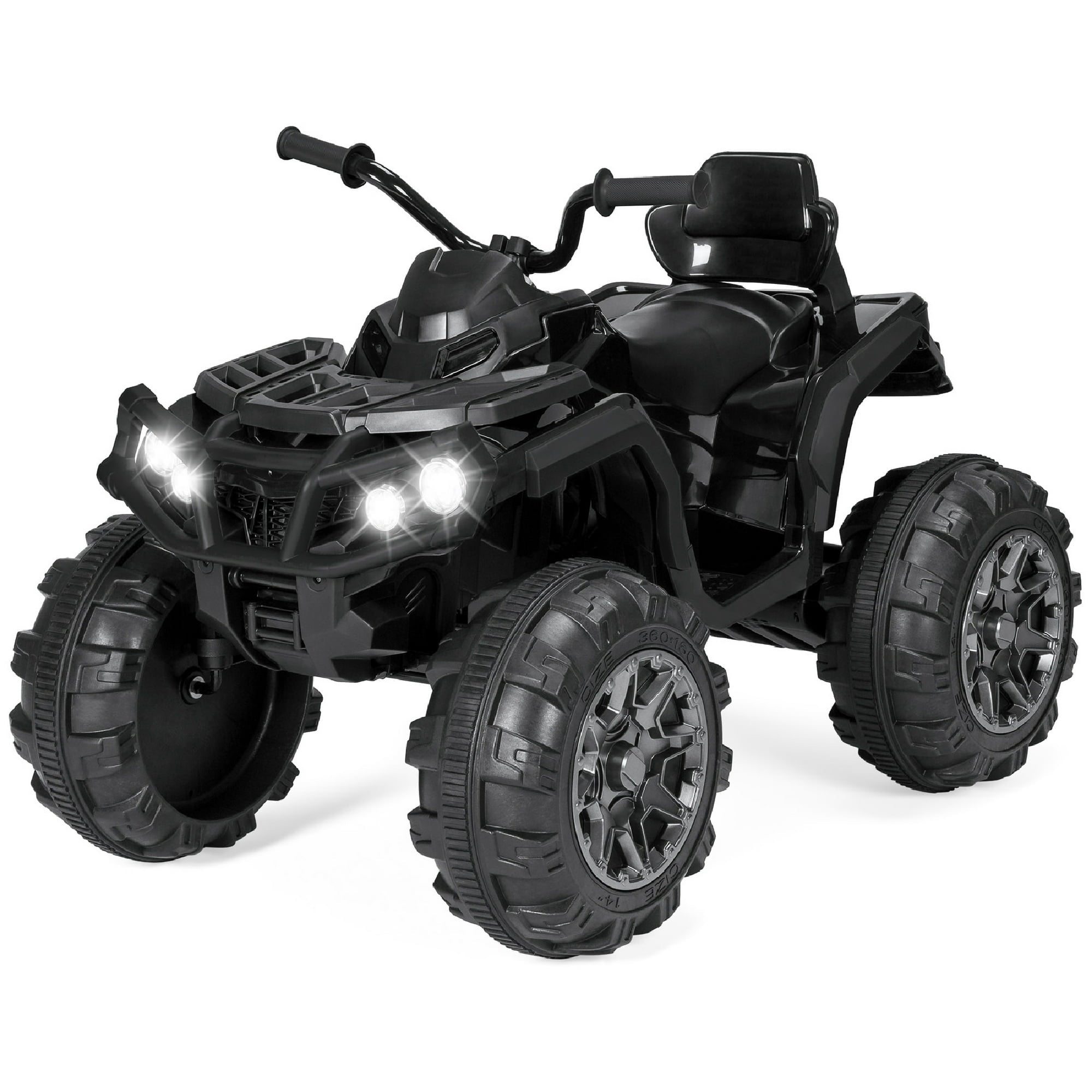 2V Kids Ride-On ATV Quad w/ Bluetooth, 3.7mph Max, Treaded Tires, LED Lights, Radio - Black