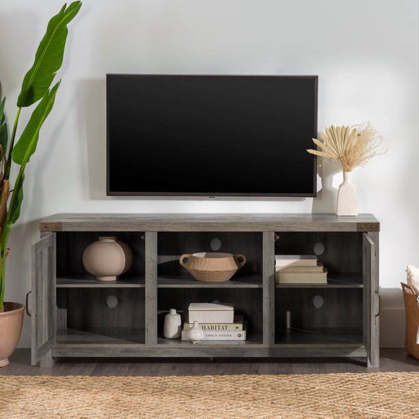 Modern Farmhouse Barn Door TV Stand for TVs up