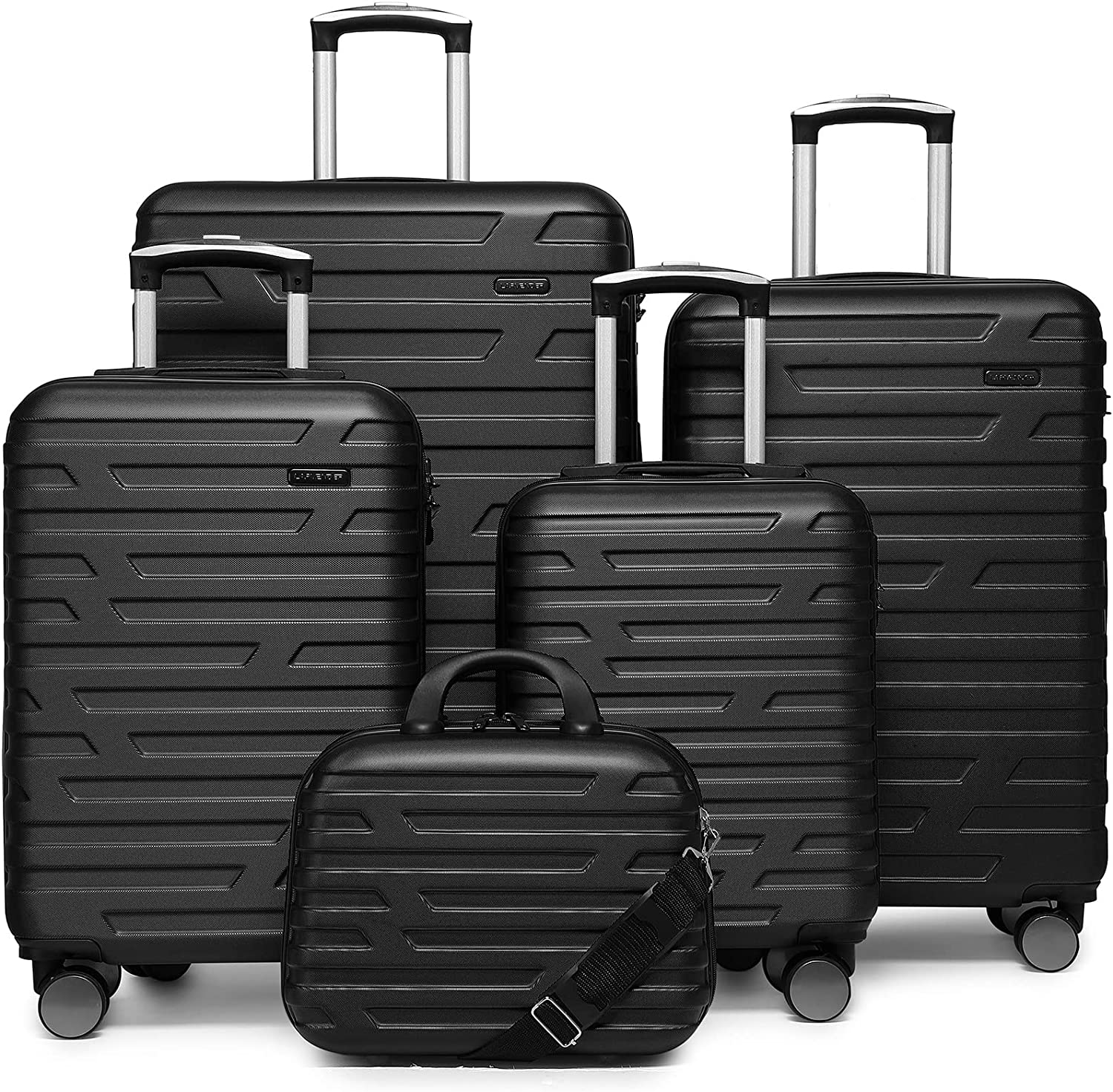 Luggage 5 Piece Sets, Expandable Luggage Sets Clearance, Suitcases with Spinner Wheels, Hard Shell Luggage Carry on Suitcase Set with TSA Lock Black