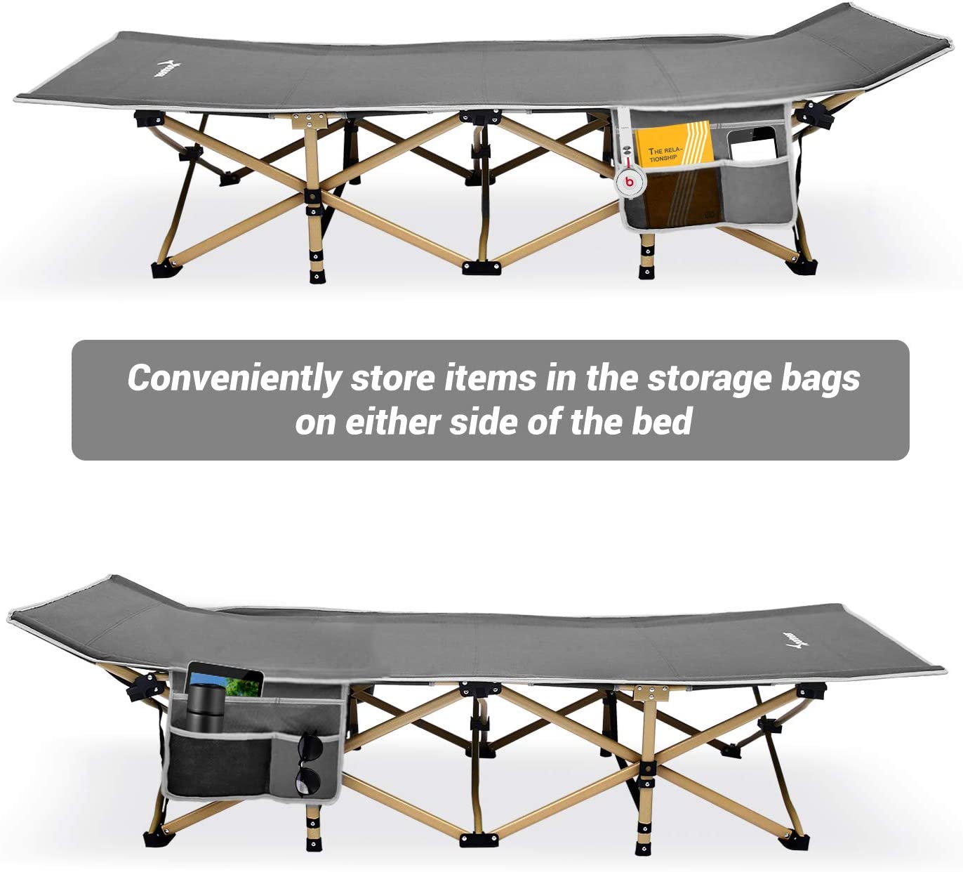 ALPILON Folding Camping Cot,Oversize 31.5in Width Camping Cot with Pad,Cots for Sleeping