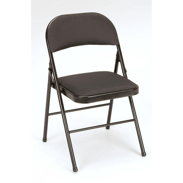 Fabric Padded Folding Chair, Black, 4 Count