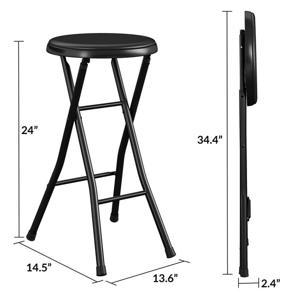 Folding Metal Stool, Black, 6 Pack