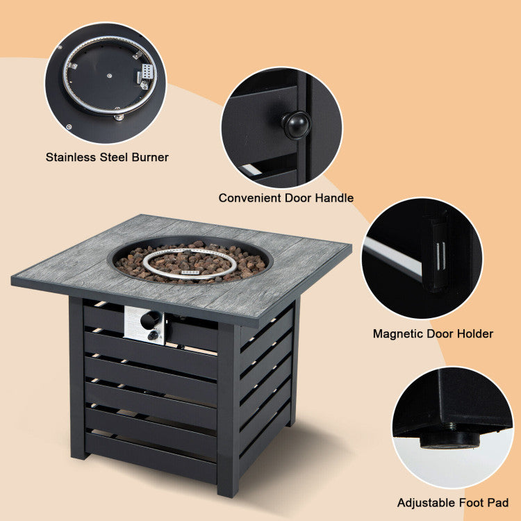 Square Propane Fire Pit Table with Lava Rocks