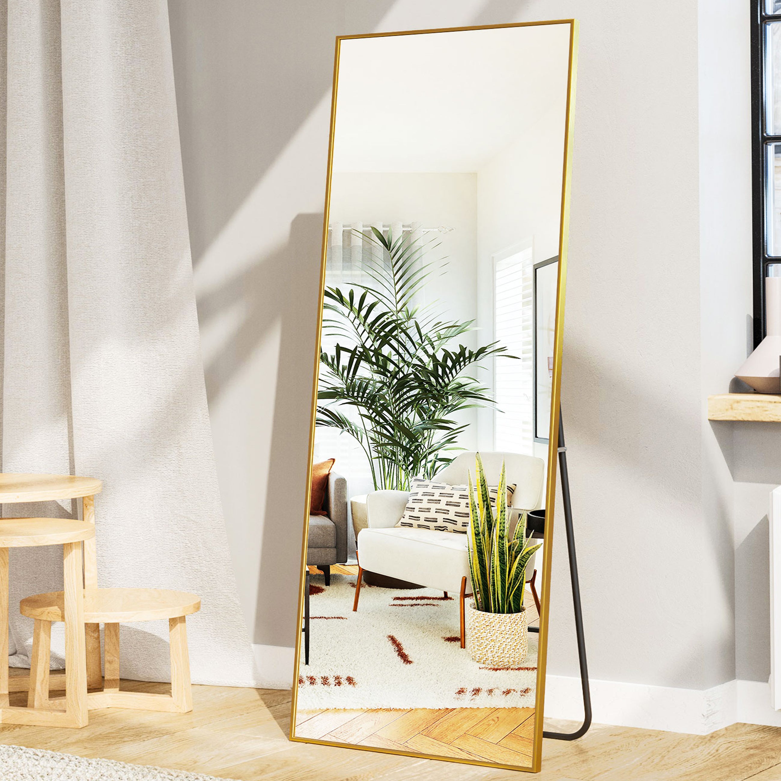 Full Length Mirror Gold Rectangular Body Dressing Floor Mirrors