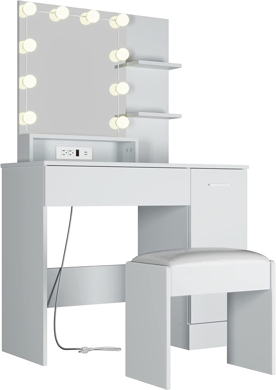 Vanity Desk with Lighted Mirror,Makeup Vanity with Lights