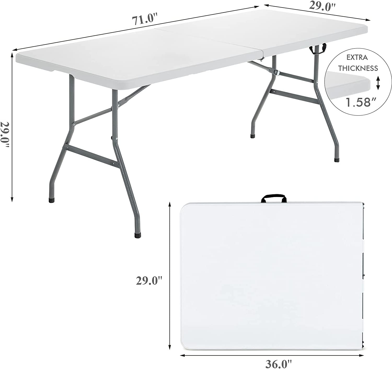 Portable Folding Table 6-Foot X 30 inch
