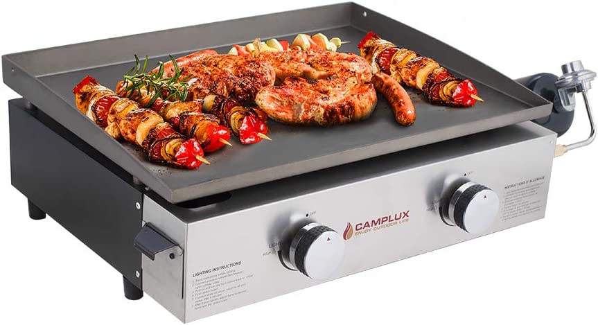 Flat Top Griddle Grill Station,Propane Gas Tabletop Griddle for Camping,Outdoor,Tailgating,Kitchen-BBQ Grill with Knobs  Ignition,22 inch