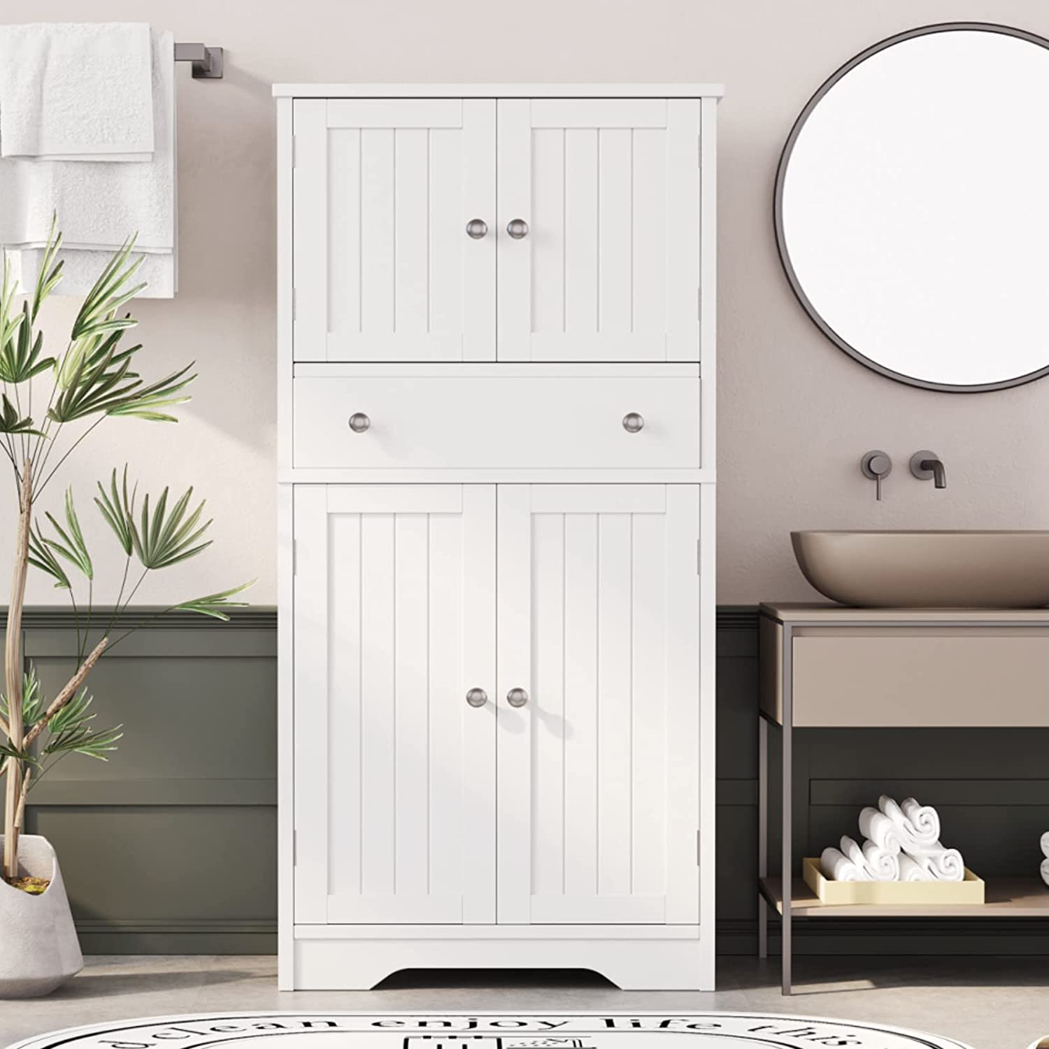 Storage Cabinet with Adjustable Shelf Bathroom Floor Storage Cabinet