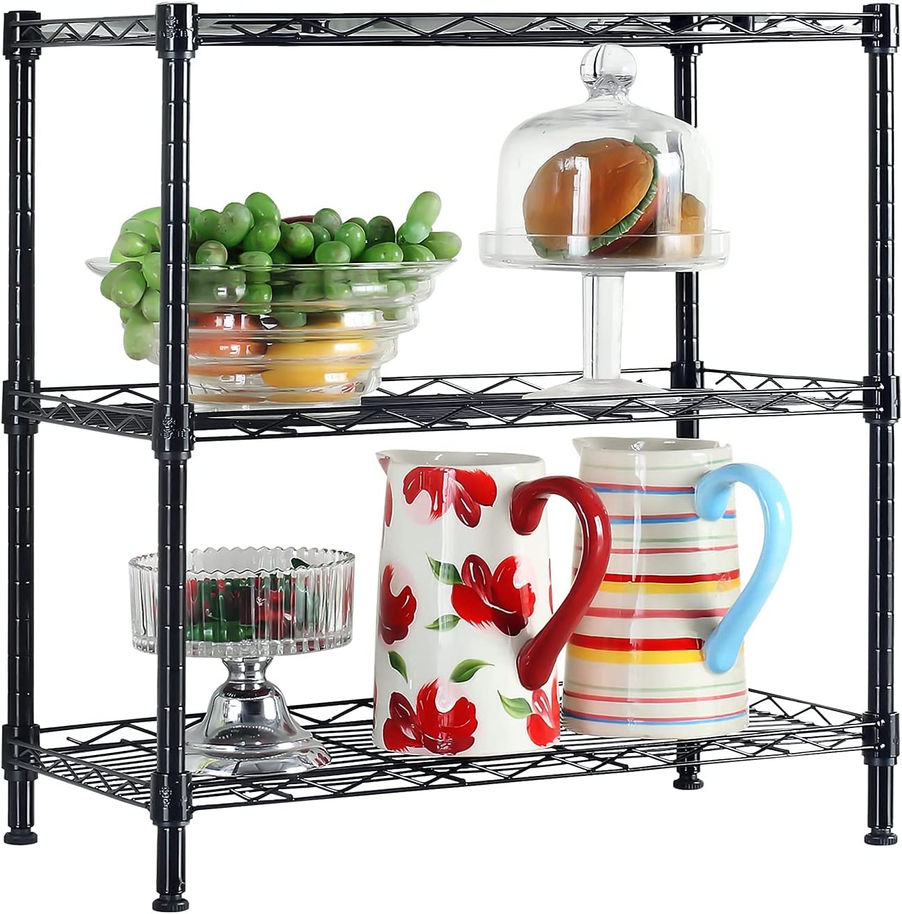 3 Shelf Wire Shelving Unit Adjustable Storage Shelving
