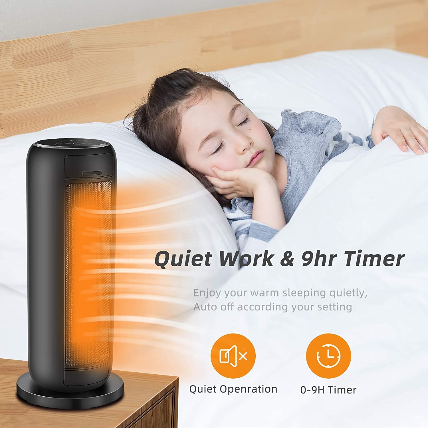 Space Heater 1500W 24in PTC Space Heater with Remote for Home
