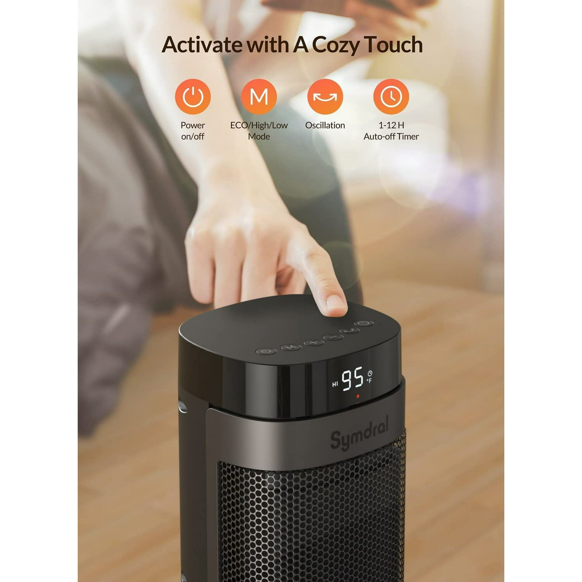 Space Heater, 1500W Portable Electric Oscillating Ceramic Heater 24in, Fast Heating Quiet Tip-Over Protection with Remote Control for Indoor