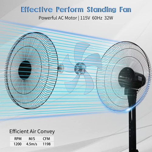 Simple Deluxe 14.5in Adjustable 12 Levels Speed Pedestal Stand Fan with Remote Control