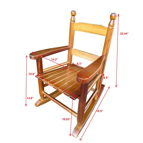 Child's Wooden Rocking Chair Porch Rocker- Indoor or Outdoor Ages 3-8 -Suitable for kids-populus wood