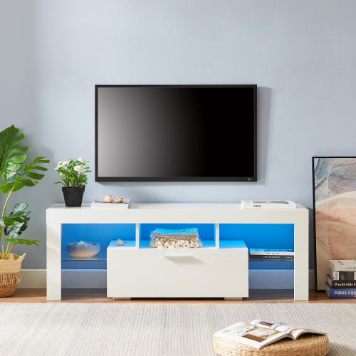 White morden TV Stand with LED Lights
